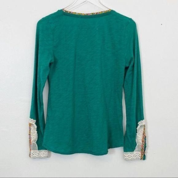 Anthropologie Little Yellow Button Top Green Long Sleeve - Picture 6 of 9